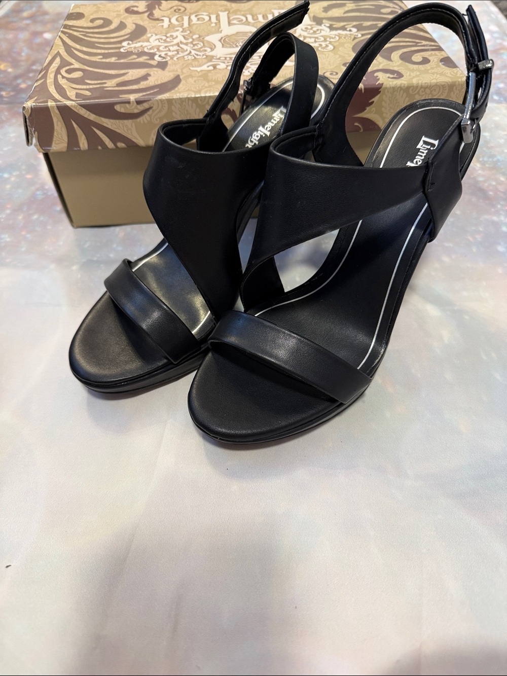 Limelight Black Crisscross Slingback Heels size 8